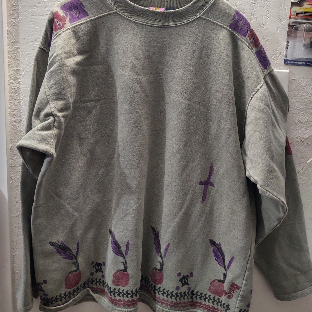 Vintage Sweater Beats Sea Turtles Seagulls Hand-painted Sweater